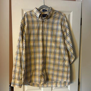 Pendleton men’s yellow plaid button down cotton shirt XL
